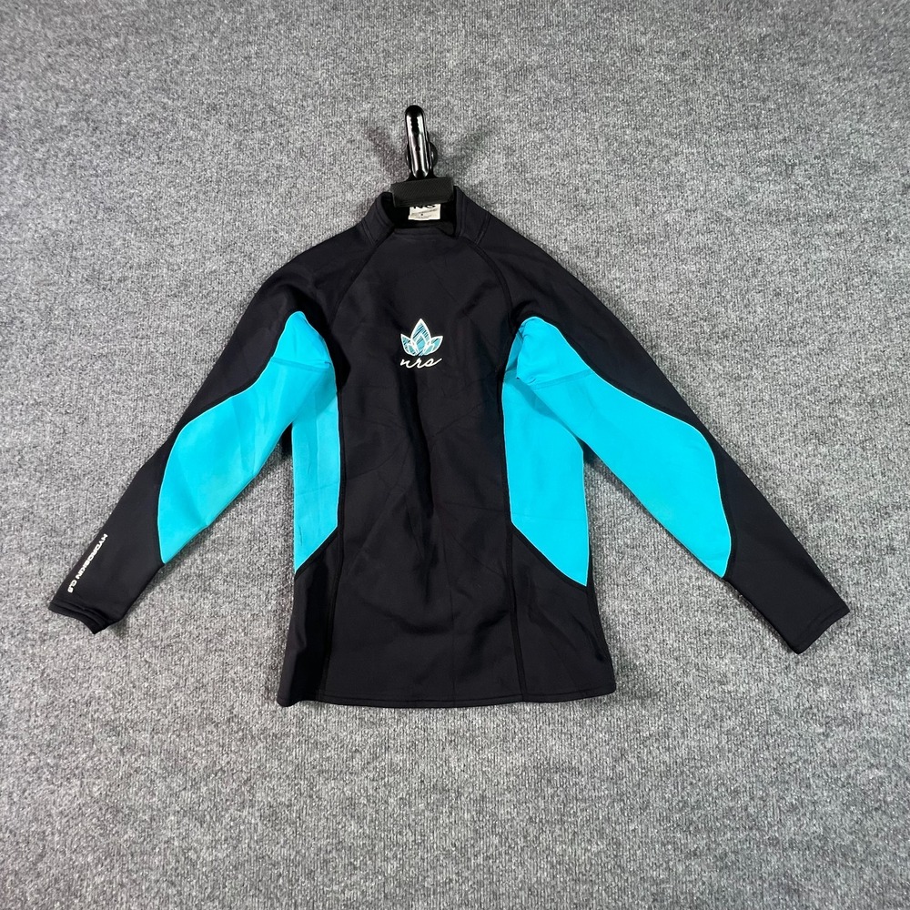 NRS HydroSkin 0.5 Wetsuit Top Women S Black Blue Long Sleeve Neoprene Rash Guard